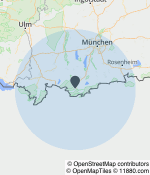 Kartendarstellung des Servicegebiets von IK2D GmbH | Werbe-, Kommunikations- & Marketingagentur