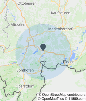 Kartendarstellung des Servicegebiets von Thomas Polder Malerbetrieb