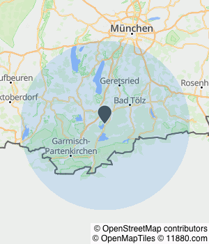 Kartendarstellung des Servicegebiets von Profinanz Service GmbH