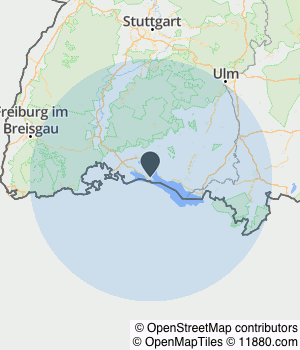 Kartendarstellung des Servicegebiets von Konstanzer Glashandel GmbH