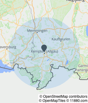 Kartendarstellung des Servicegebiets von Devera GmbH