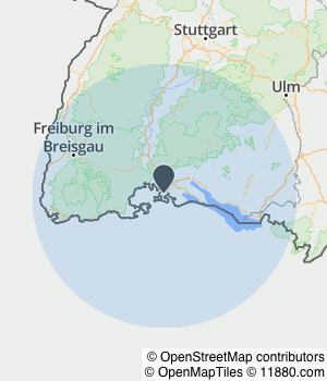 Kartendarstellung des Servicegebiets von Mezzullo Trockenbau