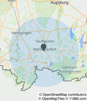 Kartendarstellung des Servicegebiets von Bau Ferizi