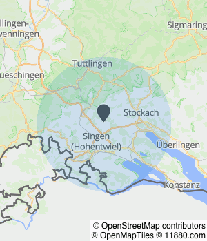 Kartendarstellung des Servicegebiets von Blueline Industrieservice e.K.