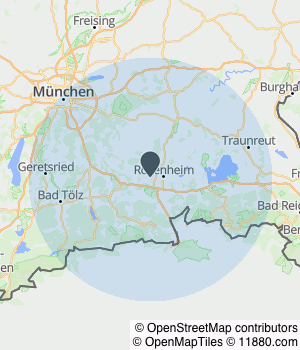 Kartendarstellung des Servicegebiets von Fliesen Aliaj