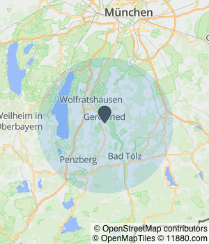 Kartendarstellung des Servicegebiets von Taxi Baumgartner