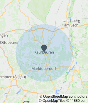 Kartendarstellung des Servicegebiets von Cottone Rund ums Haus und Bau