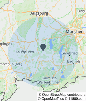 Kartendarstellung des Servicegebiets von EFFICIENT PROPERTY SERVICES Gebäudemanagement