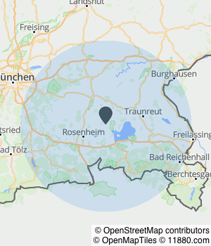 Kartendarstellung des Servicegebiets von Fahrradhaus Rund ums Rad