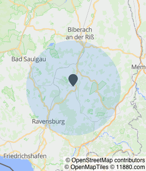Kartendarstellung des Servicegebiets von KUMA Immobilien GmbH Immobilienbüro