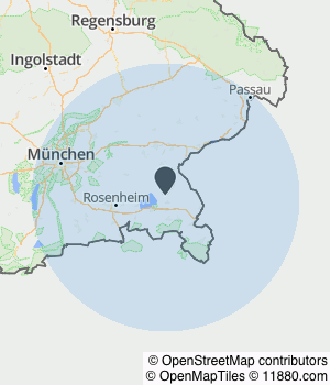 Kartendarstellung des Servicegebiets von Pertl Metallbau GmbH