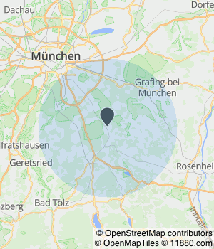Kartendarstellung des Servicegebiets von Rollstuhltaxi Landkreis München SüdOst