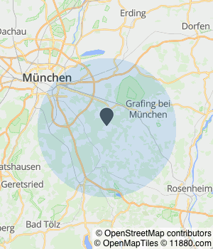 Kartendarstellung des Servicegebiets von Praxis Körperzeit