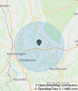 Kartendarstellung des Servicegebiets von Bison Handwerker Systemzentrale GmbH