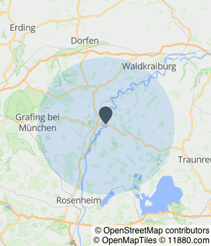 Kartendarstellung des Servicegebiets von Kanzlei Schmeling & Tretter