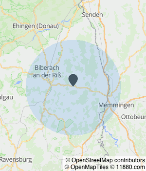Kartendarstellung des Servicegebiets von Locher GmbH