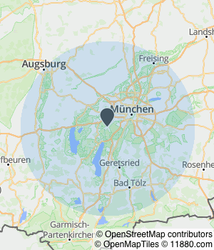 Kartendarstellung des Servicegebiets von Elektro Rainer - Ihr Stromprofi