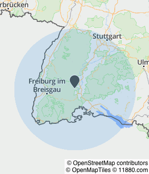 Kartendarstellung des Servicegebiets von Shiva`s Garden - Indisches Restaurant