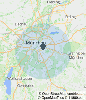 Kartendarstellung des Servicegebiets von Bruder Reinigung München