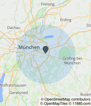 Kartendarstellung des Servicegebiets von Sonnenschutz Nickel by Schmidmeier