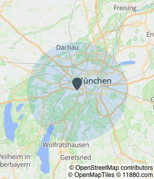 Kartendarstellung des Servicegebiets von Urban Münchner Baumpflege GmbH