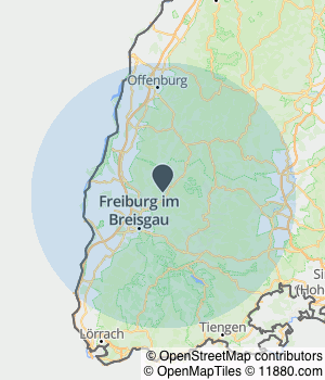 Kartendarstellung des Servicegebiets von RG Projektbau GbR