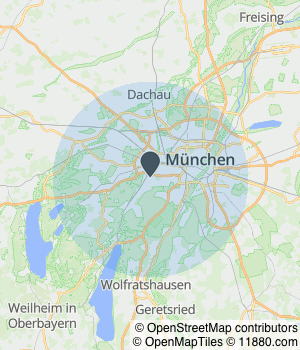 Kartendarstellung des Servicegebiets von Green Cleaners Gebäudereinigung München