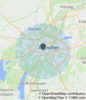 Kartendarstellung des Servicegebiets von RZ Gebäudereinigung