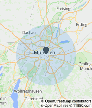 Kartendarstellung des Servicegebiets von Osteopathie Benjamin Ebert