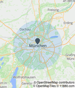 Kartendarstellung des Servicegebiets von Meine Reinigung Muenchen