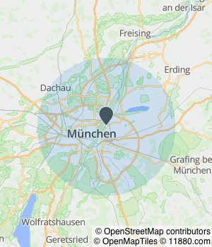 Kartendarstellung des Servicegebiets von Meharreinigungservice