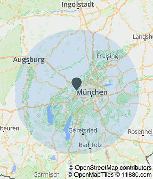 Kartendarstellung des Servicegebiets von CK-Handwerk GmbH