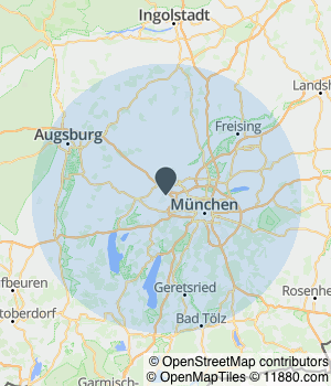 Kartendarstellung des Servicegebiets von Meisterbetrieb Michael Wodarz