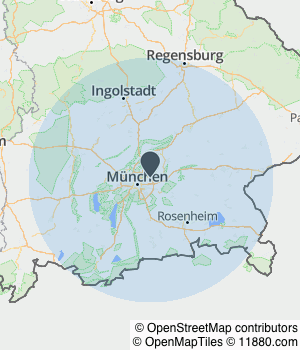 Kartendarstellung des Servicegebiets von G.B.V.M. GmbH