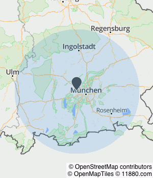 Kartendarstellung des Servicegebiets von HORNCOLOR Multimedia GmbH