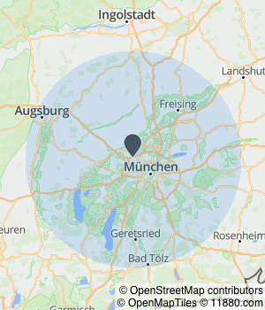 Kartendarstellung des Servicegebiets von W&P Gartenbau