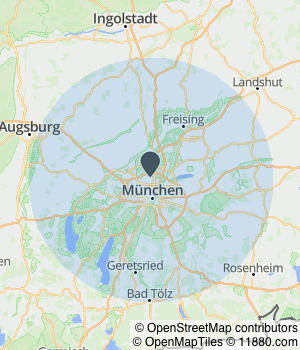 Kartendarstellung des Servicegebiets von IP Entrümpelung Bayern