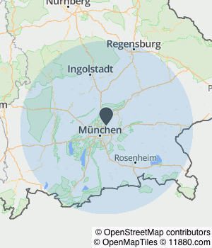 Kartendarstellung des Servicegebiets von Bestattungen Edelweiss GmbH