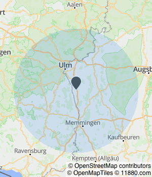 Kartendarstellung des Servicegebiets von UKC Dienstleistungen