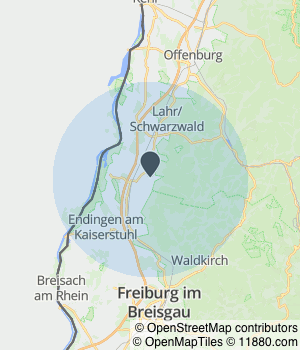 Kartendarstellung des Servicegebiets von Dekor Bau Ettenheim