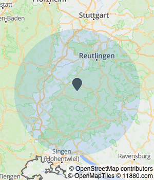 Kartendarstellung des Servicegebiets von Landhaus Stiegel