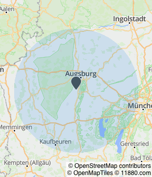 Kartendarstellung des Servicegebiets von AB Renovierung GmbH