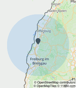 Kartendarstellung des Servicegebiets von KFZ-Sachverständigenbüro Kersting
