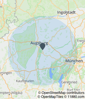 Kartendarstellung des Servicegebiets von Elektrotechnik Magherusan GmbH