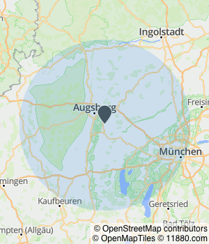 Kartendarstellung des Servicegebiets von Rafa Gebäudereinigung