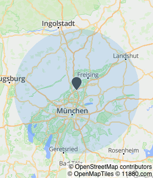 Kartendarstellung des Servicegebiets von Taxi Teke Eching
