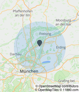 Kartendarstellung des Servicegebiets von Dendorfer Malerbetrieb