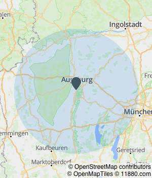 Kartendarstellung des Servicegebiets von Auwald Immobilien GbR