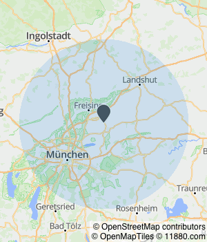 Kartendarstellung des Servicegebiets von Elektrotechnik Maximilian Heilinger