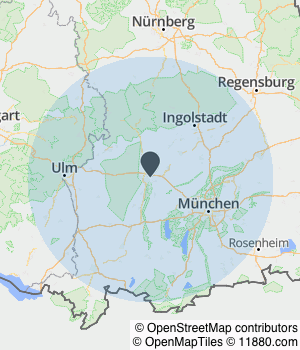 Kartendarstellung des Servicegebiets von M.R. Recycling Abfallentsorgung Augsburg